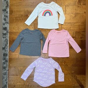 4 included!! Toddler Girls Cat and Jack Long-Sleeve Tshirts - 4T - Cotton